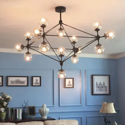 Multi-Light Modern Black LED Chandelier with Geometric Design Image - 4