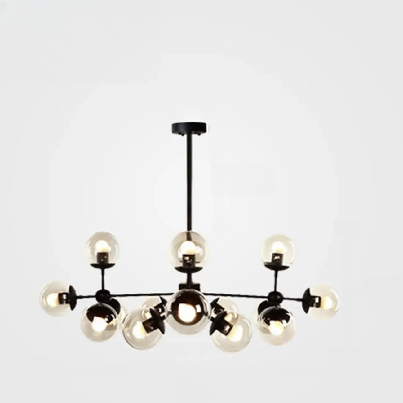 Multi-Light Modern Black LED Chandelier with Geometric Design Image - 5