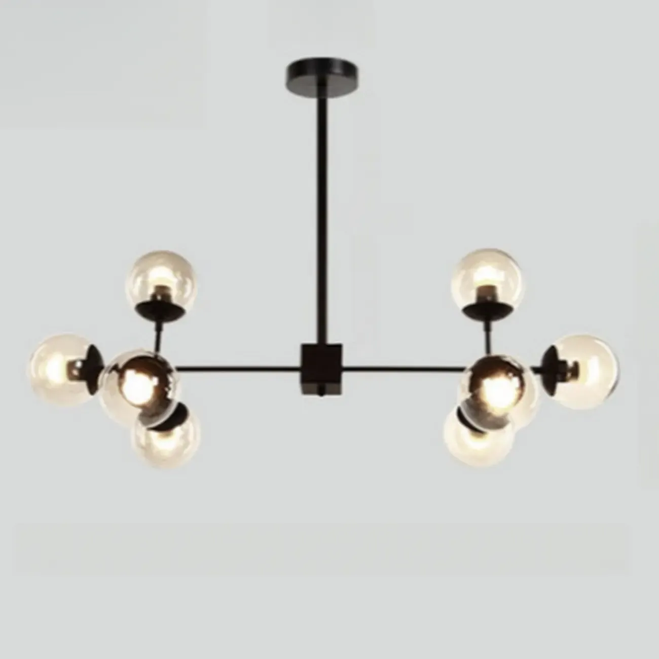 Multi-Light Modern Black LED Chandelier with Geometric Design Image - 6