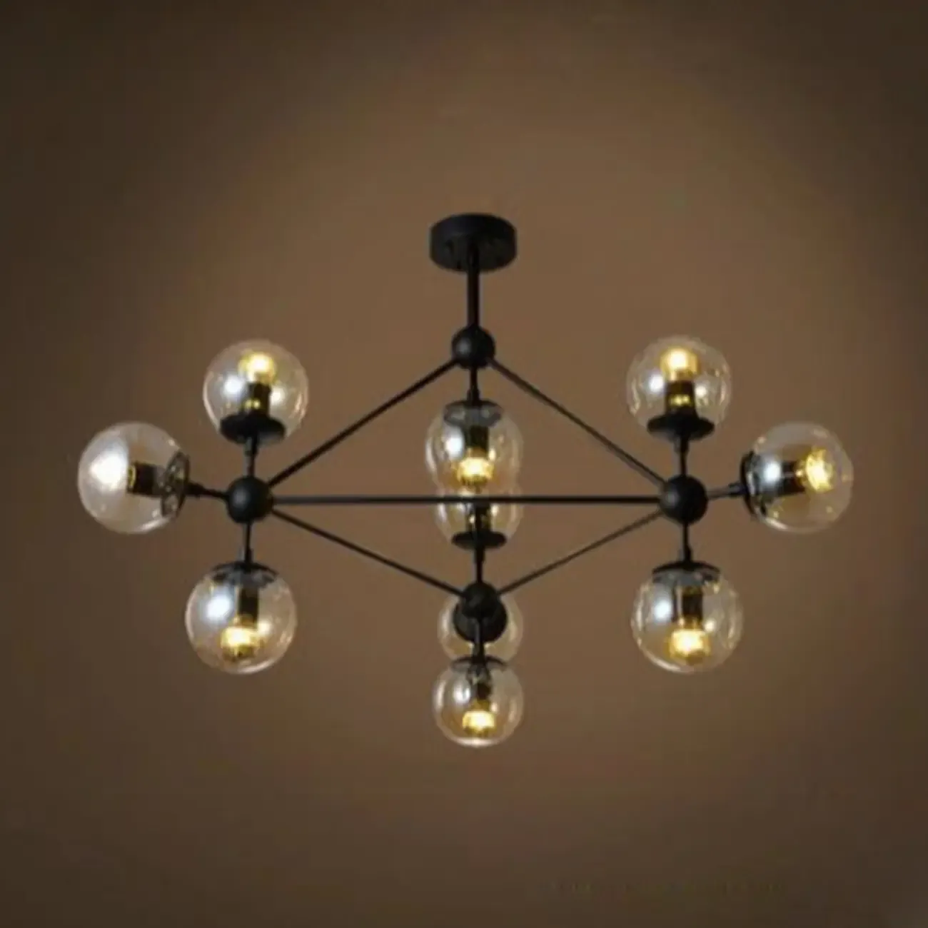 Multi-Light Modern Black LED Chandelier with Geometric Design Image - 8