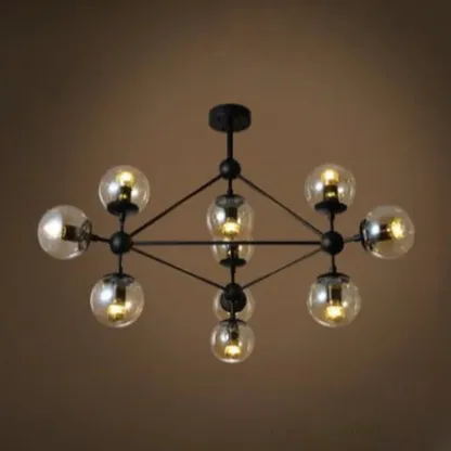 Multi-Light Modern Black LED Chandelier with Geometric Design Image - 8
