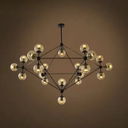 Multi-Light Modern Black LED Chandelier with Geometric Design Image - 9