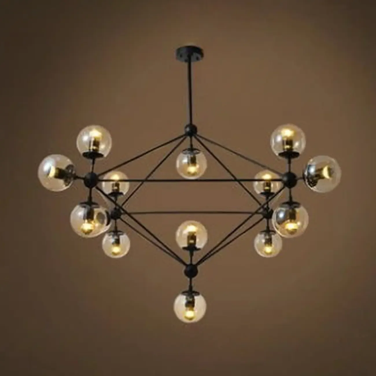 Multi-Light Modern Black LED Chandelier with Geometric Design Image - 10