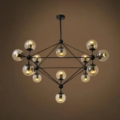 Multi-Light Modern Black LED Chandelier with Geometric Design Image - 10