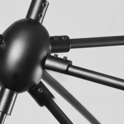 Multi-Light Modern Black LED Chandelier with Geometric Design Image - 13