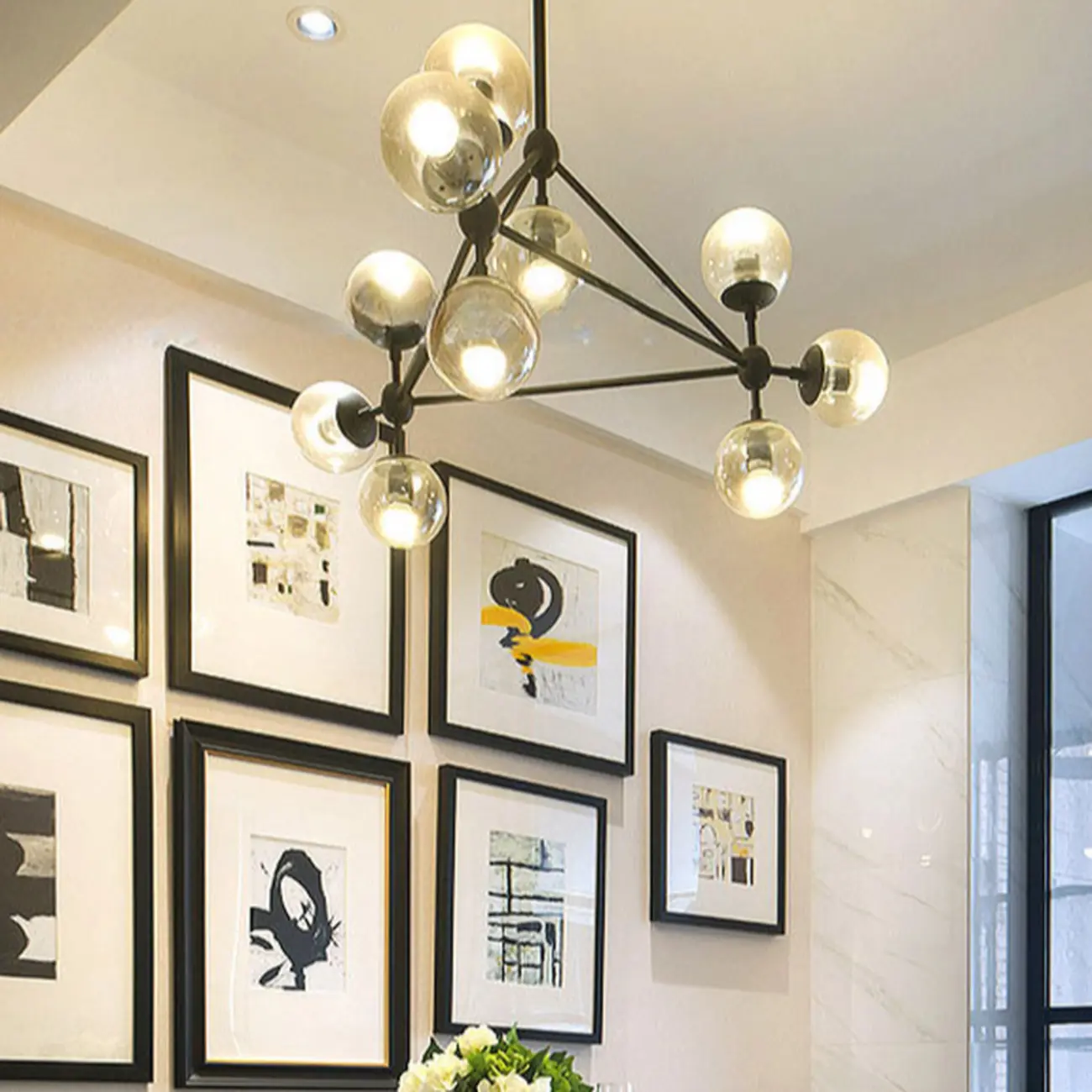 Multi-Light Modern Black LED Chandelier with Geometric Design Image - 14 | homeyfad