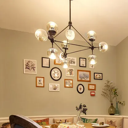 Multi-Light Modern Black LED Chandelier with Geometric Design Image - 16