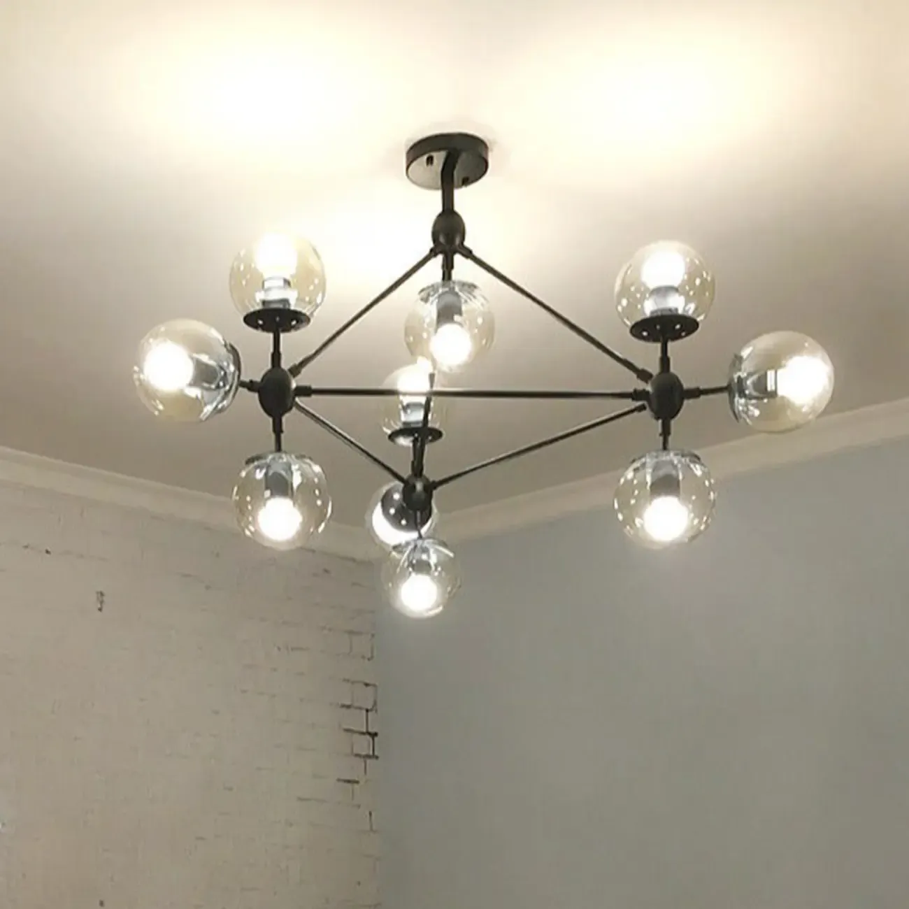 Multi-Light Modern Black LED Chandelier with Geometric Design Image - 18