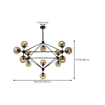 Multi-Light Modern Black LED Chandelier with Geometric Design Image - 24