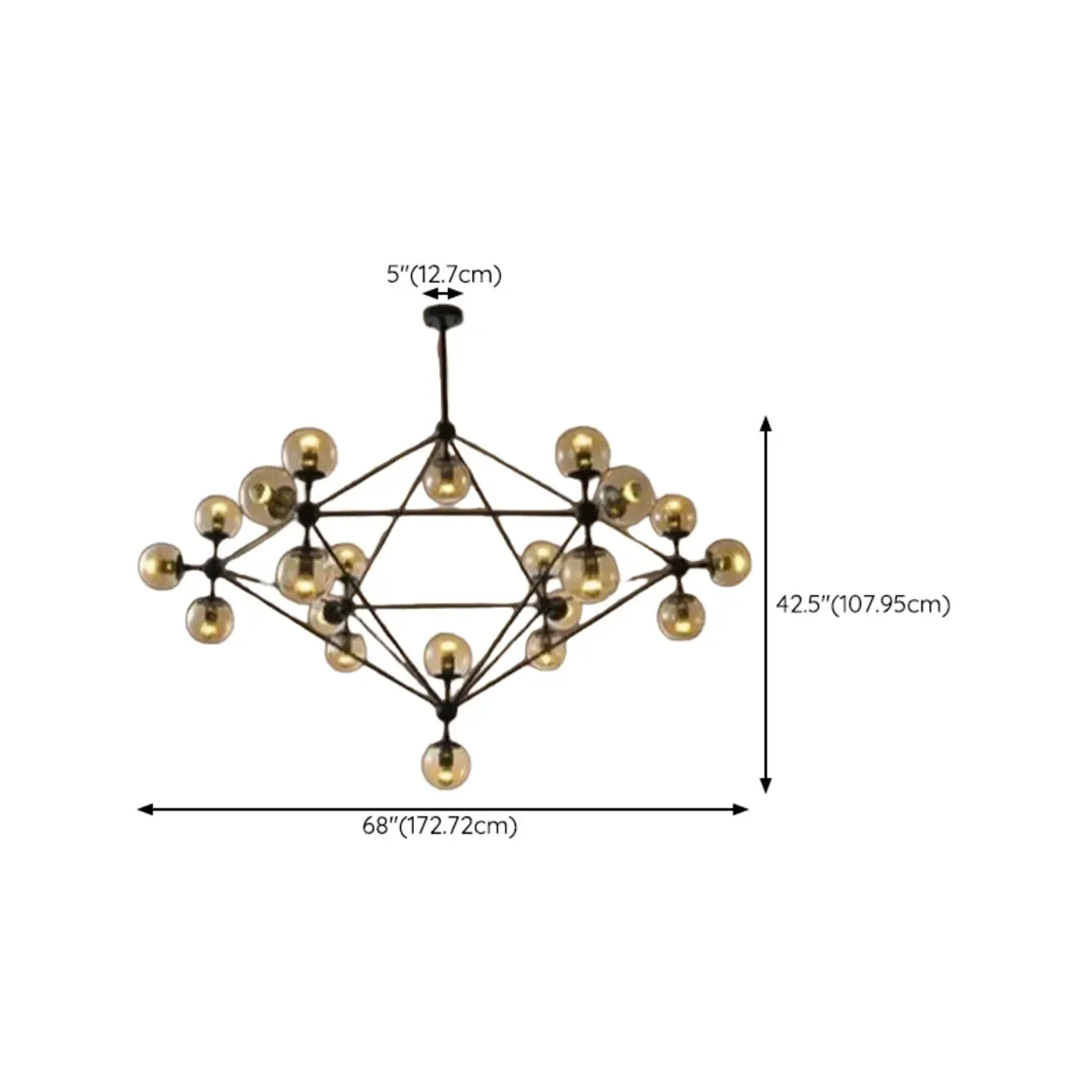 Multi-Light Modern Black LED Chandelier with Geometric Design Image - 26