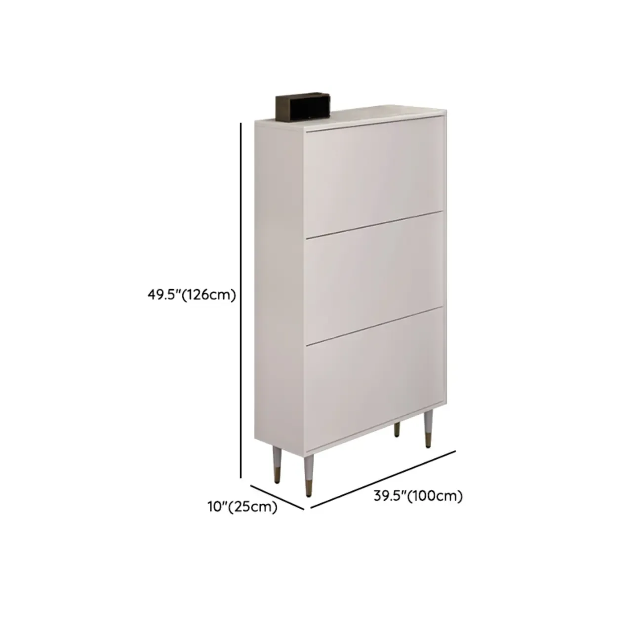 Modern White Wood Entryway Drop-Front Shoe Cabinet  Image - 15