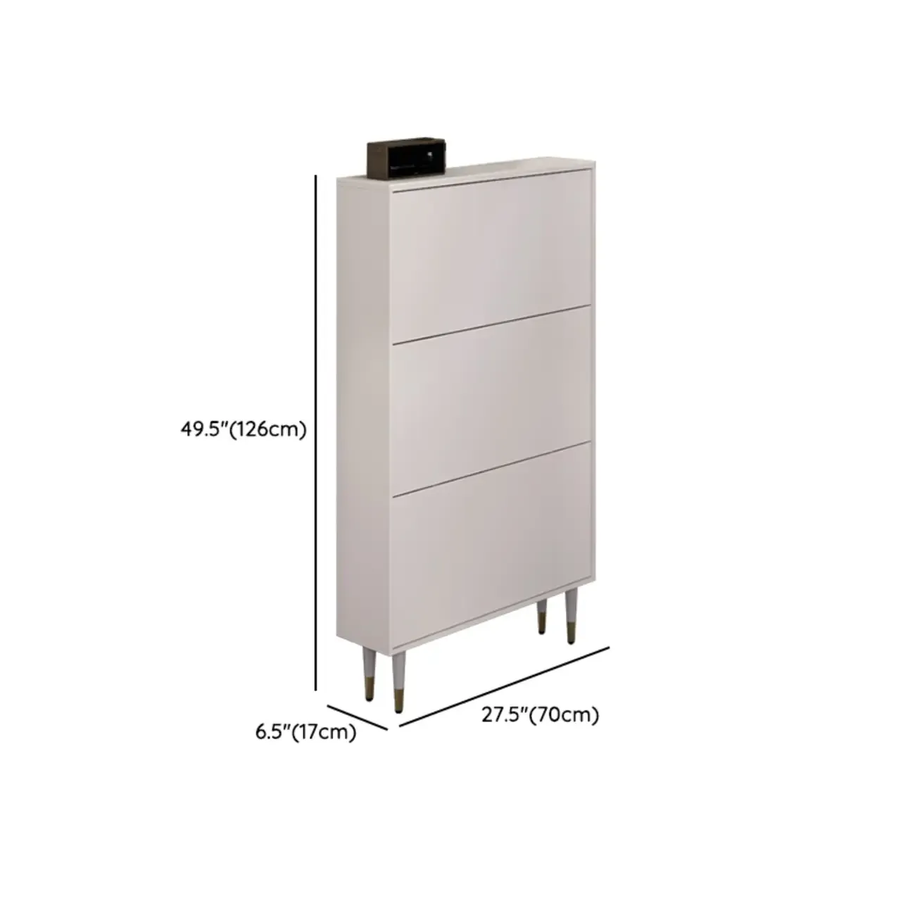 Modern White Wood Entryway Drop-Front Shoe Cabinet  Image - 17
