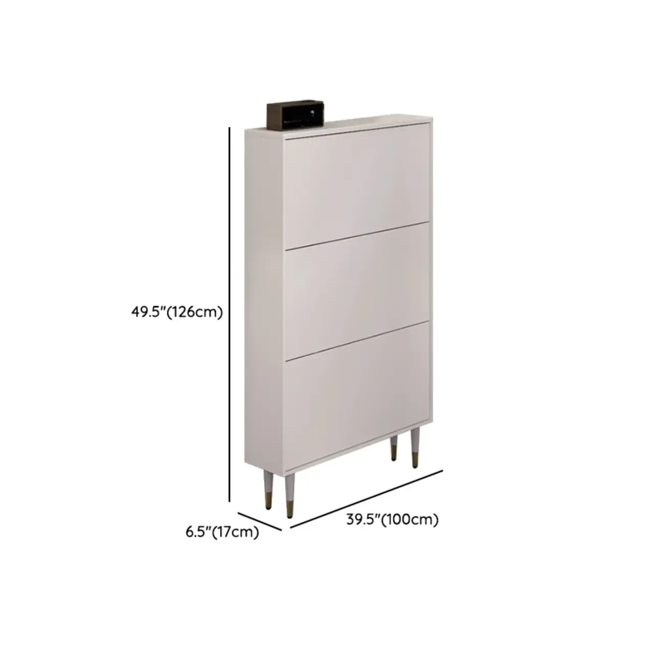 Modern White Wood Entryway Drop-Front Shoe Cabinet  Image - 19