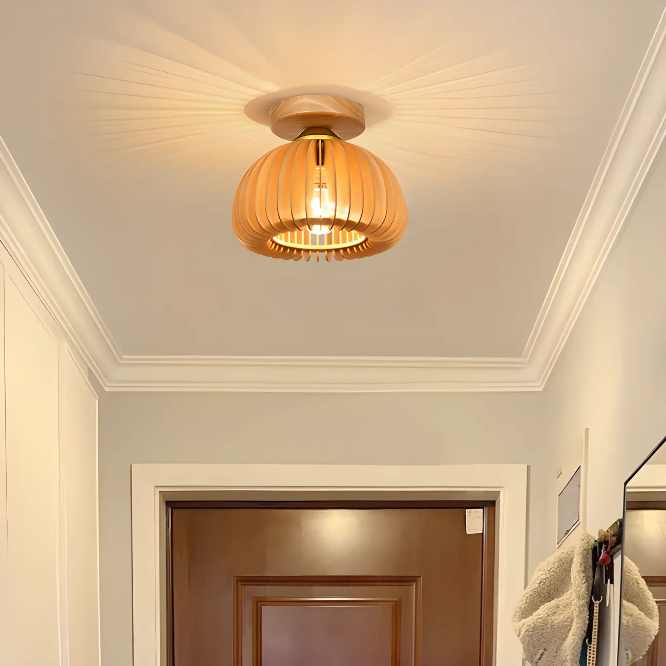Natural Finish Dome Semi Flush Ceiling Light for Living Room | homeyfad