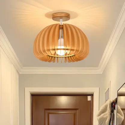 Natural Finish Dome Semi Flush Ceiling Light for Living Room