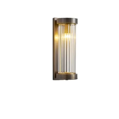 Modern Outdoor Cylinder Wall Sconce with Clear Shade Image - 3