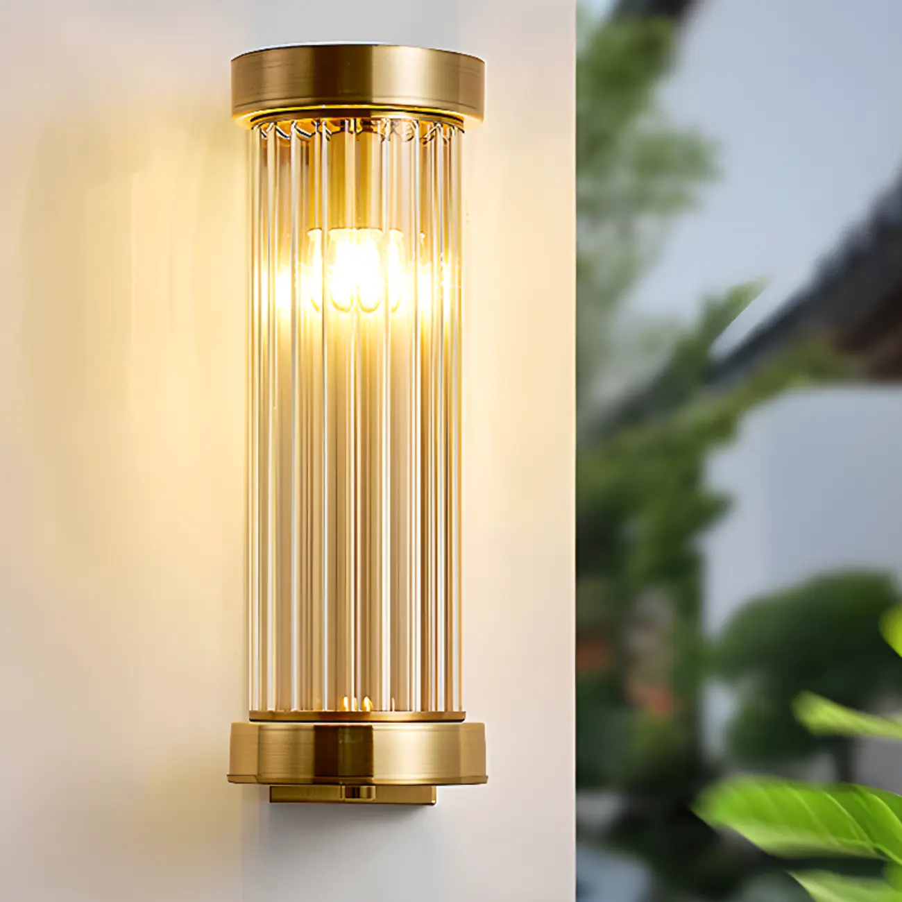 Modern Outdoor Cylinder Wall Sconce with Clear Shade Image - 6 | homeyfad