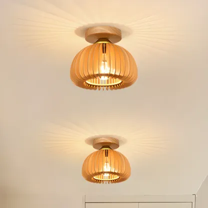 Natural Finish Dome Semi Flush Ceiling Light for Living Room Image - 7