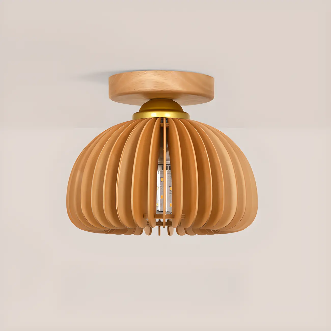 Natural Finish Dome Semi Flush Ceiling Light for Living Room Image - 8 | homeyfad