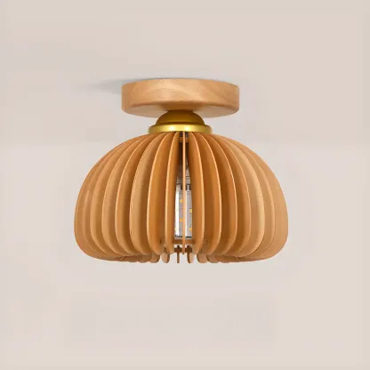 Natural Finish Dome Semi Flush Ceiling Light for Living Room Image - 8