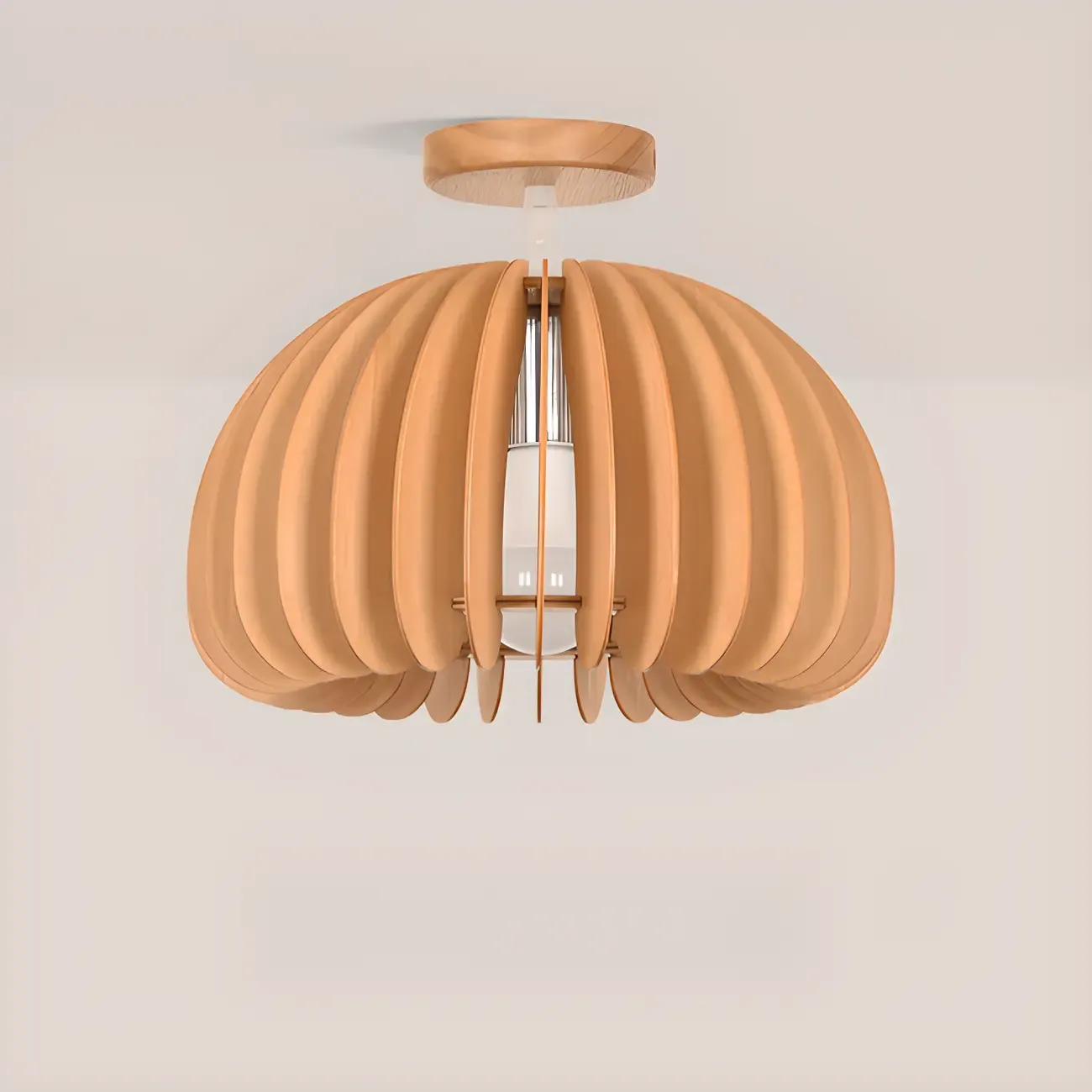 Natural Finish Dome Semi Flush Ceiling Light for Living Room Image - 9