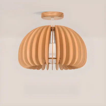 Natural Finish Dome Semi Flush Ceiling Light for Living Room Image - 9