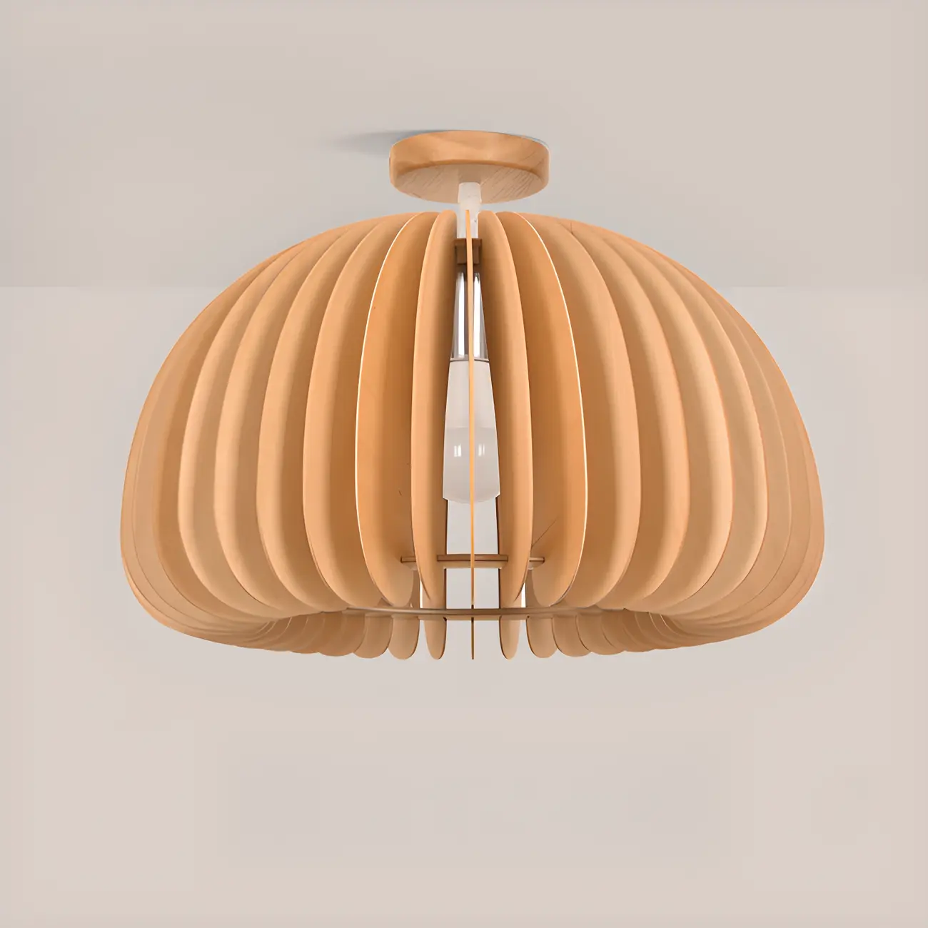 Natural Finish Dome Semi Flush Ceiling Light for Living Room Image - 10 | homeyfad