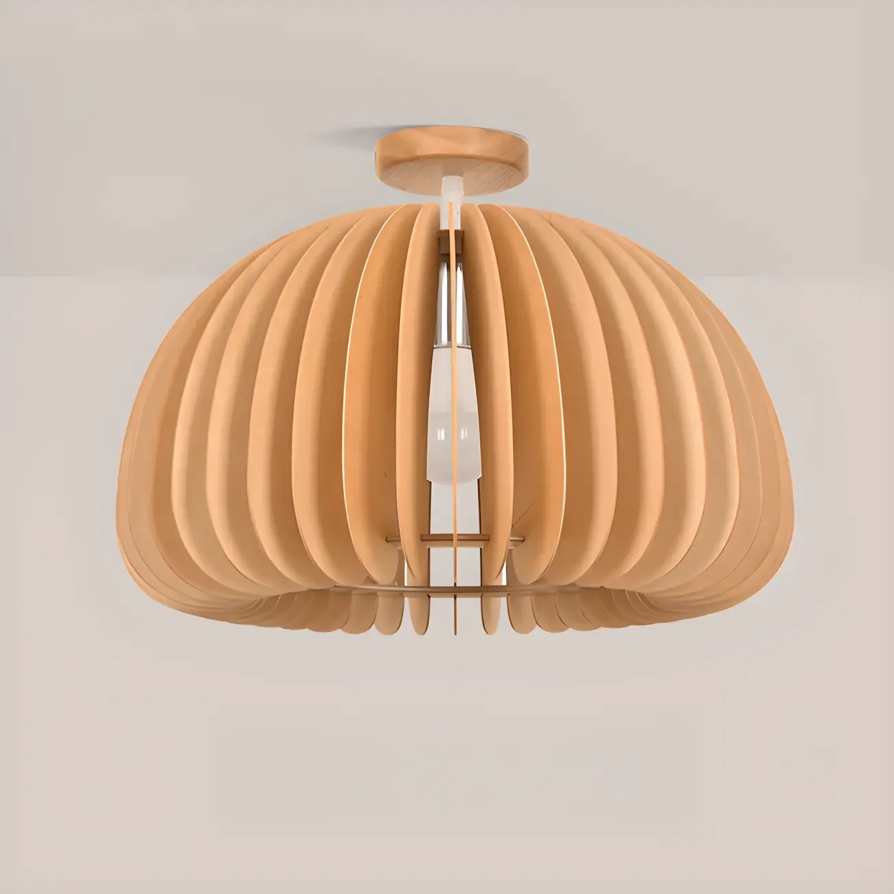 Natural Finish Dome Semi Flush Ceiling Light for Living Room Image - 10