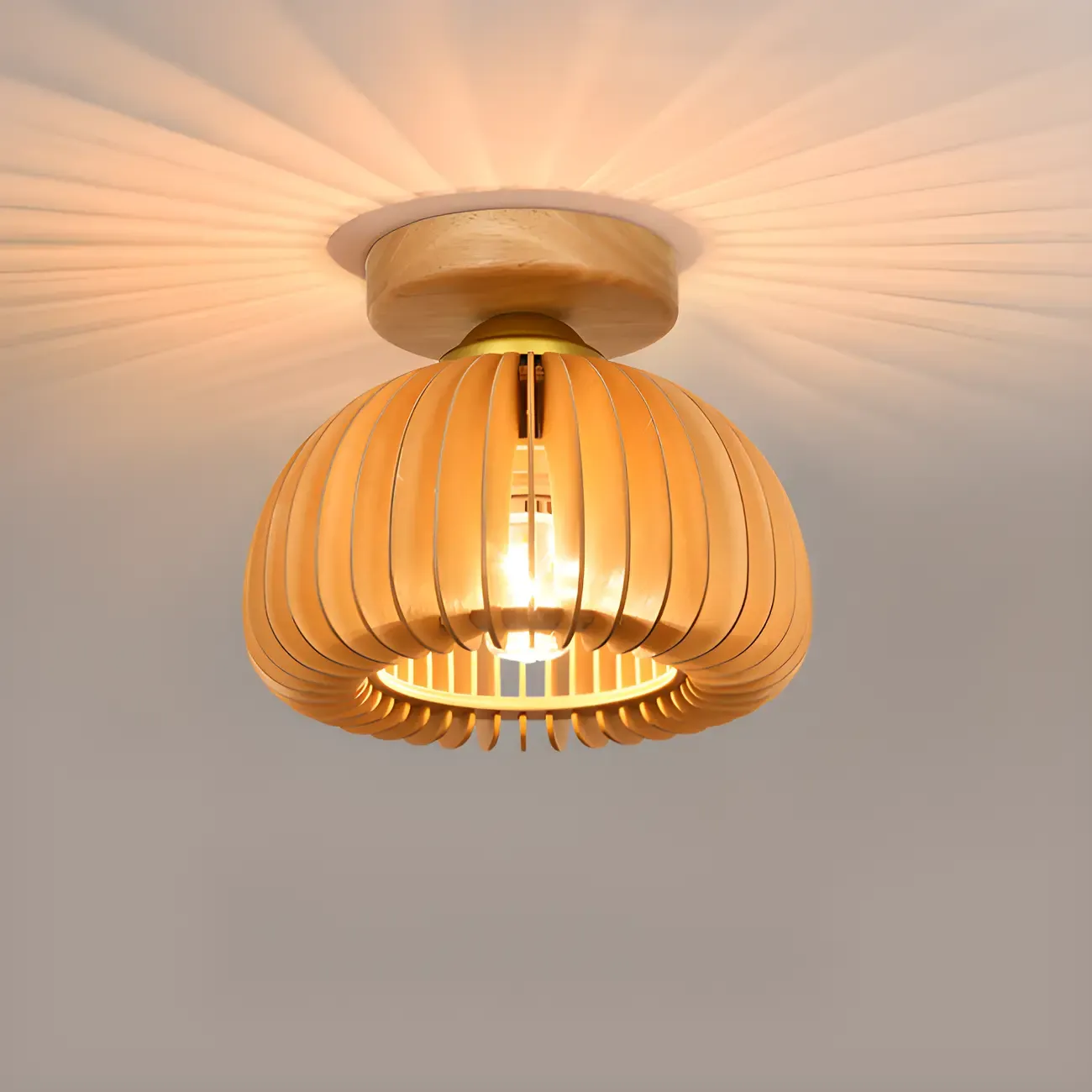 Natural Finish Dome Semi Flush Ceiling Light for Living Room Image - 11