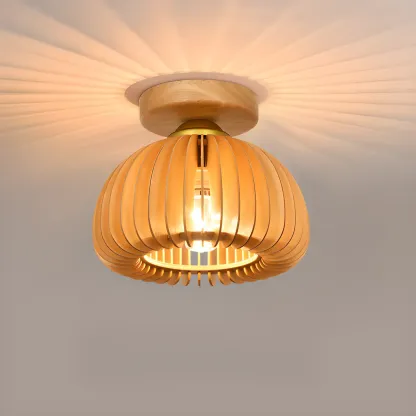 Natural Finish Dome Semi Flush Ceiling Light for Living Room Image - 11
