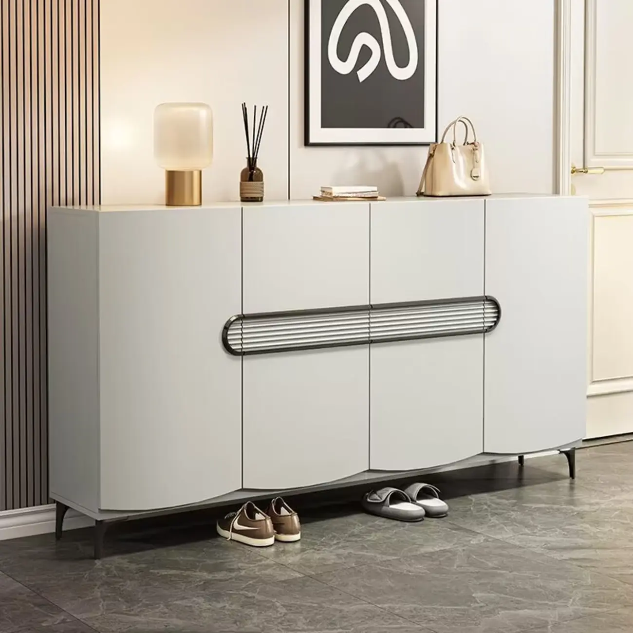 Dark Gray Wood Hallway Shoe Storage Cabinet Image - 10 | homeyfad