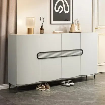 Dark Gray Wood Hallway Shoe Storage Cabinet Image - 10