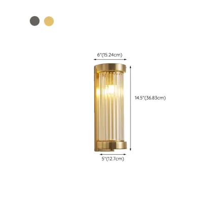 Modern Outdoor Cylinder Wall Sconce with Clear Shade #size