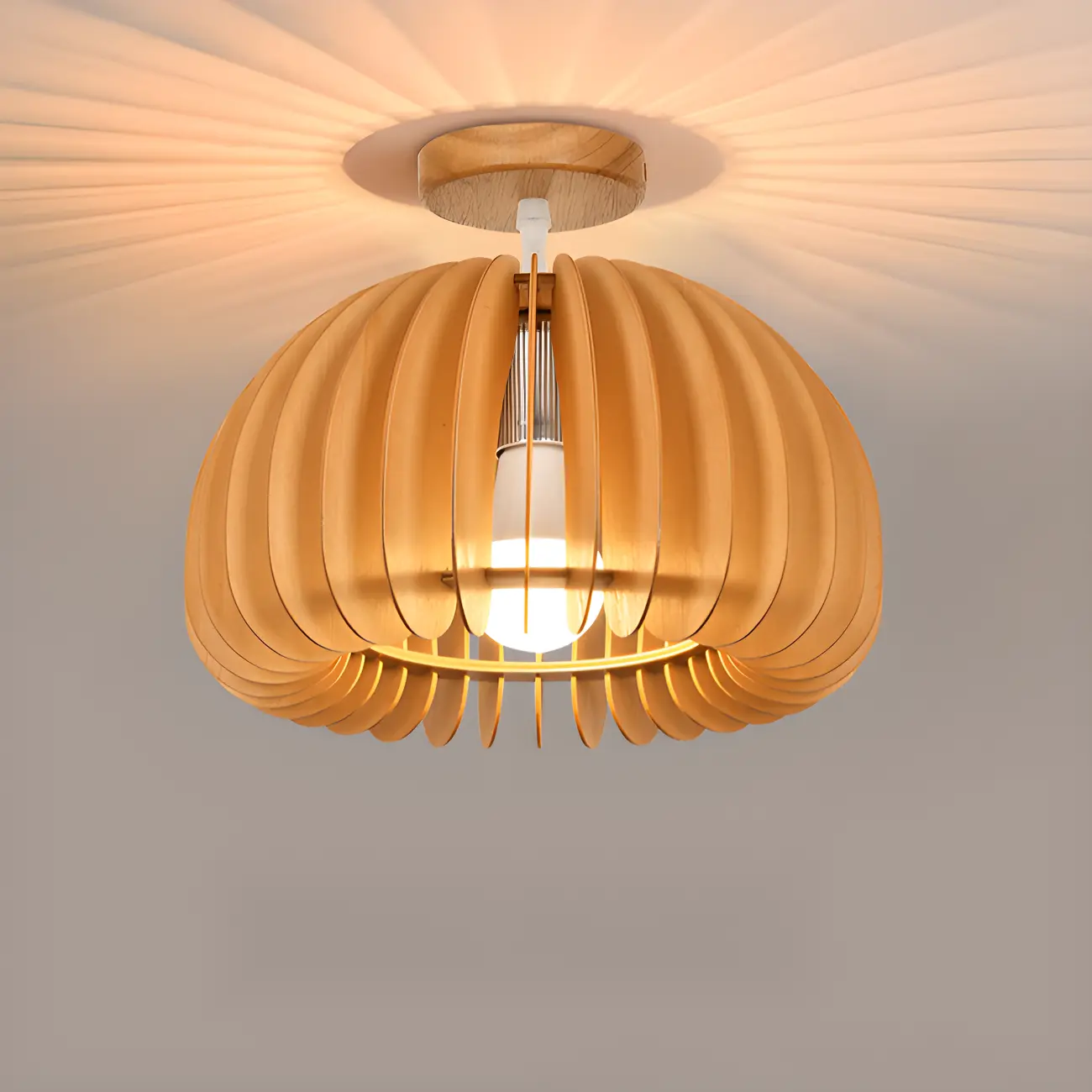 Natural Finish Dome Semi Flush Ceiling Light for Living Room Image - 12 | homeyfad