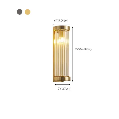 Modern Outdoor Cylinder Wall Sconce with Clear Shade Image - 13