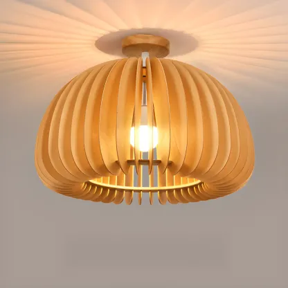 Natural Finish Dome Semi Flush Ceiling Light for Living Room Image - 13