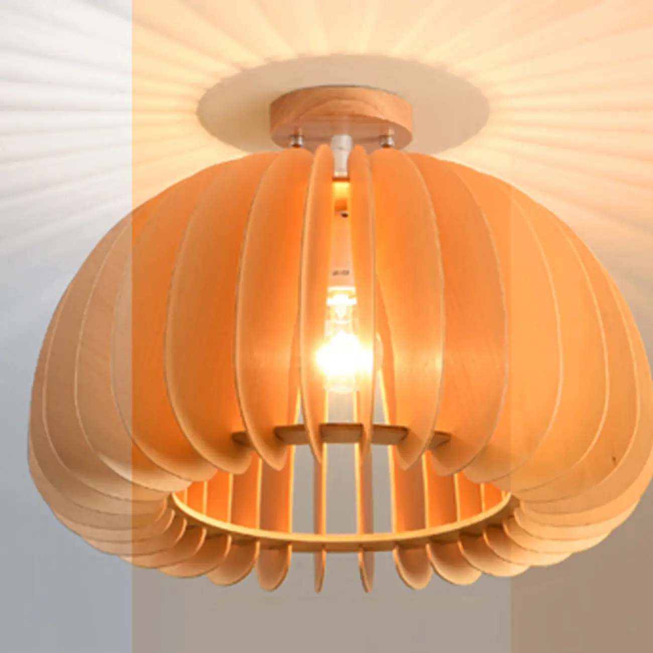 Natural Finish Dome Semi Flush Ceiling Light for Living Room Image - 14 | homeyfad