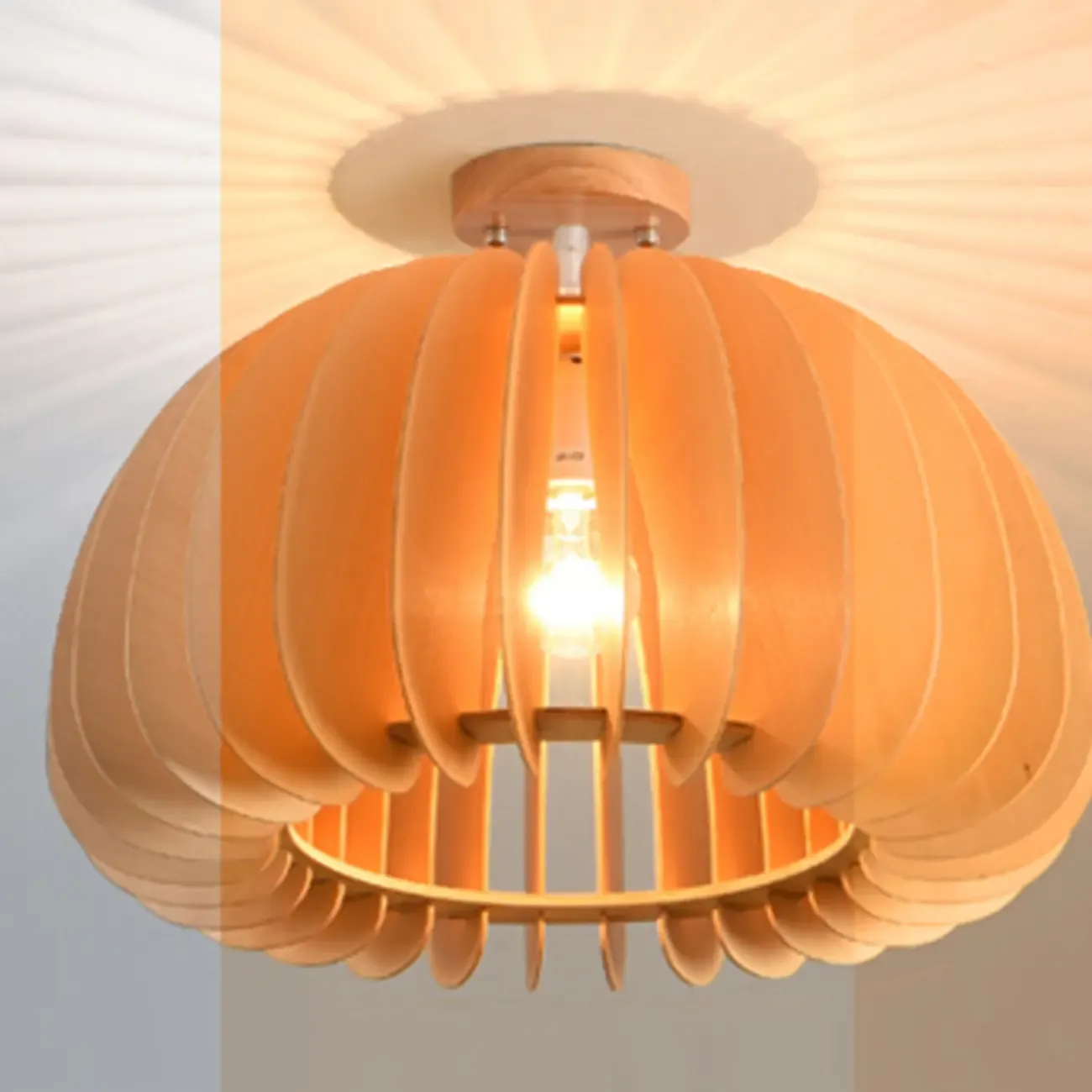 Natural Finish Dome Semi Flush Ceiling Light for Living Room Image - 14