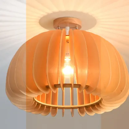 Natural Finish Dome Semi Flush Ceiling Light for Living Room Image - 14