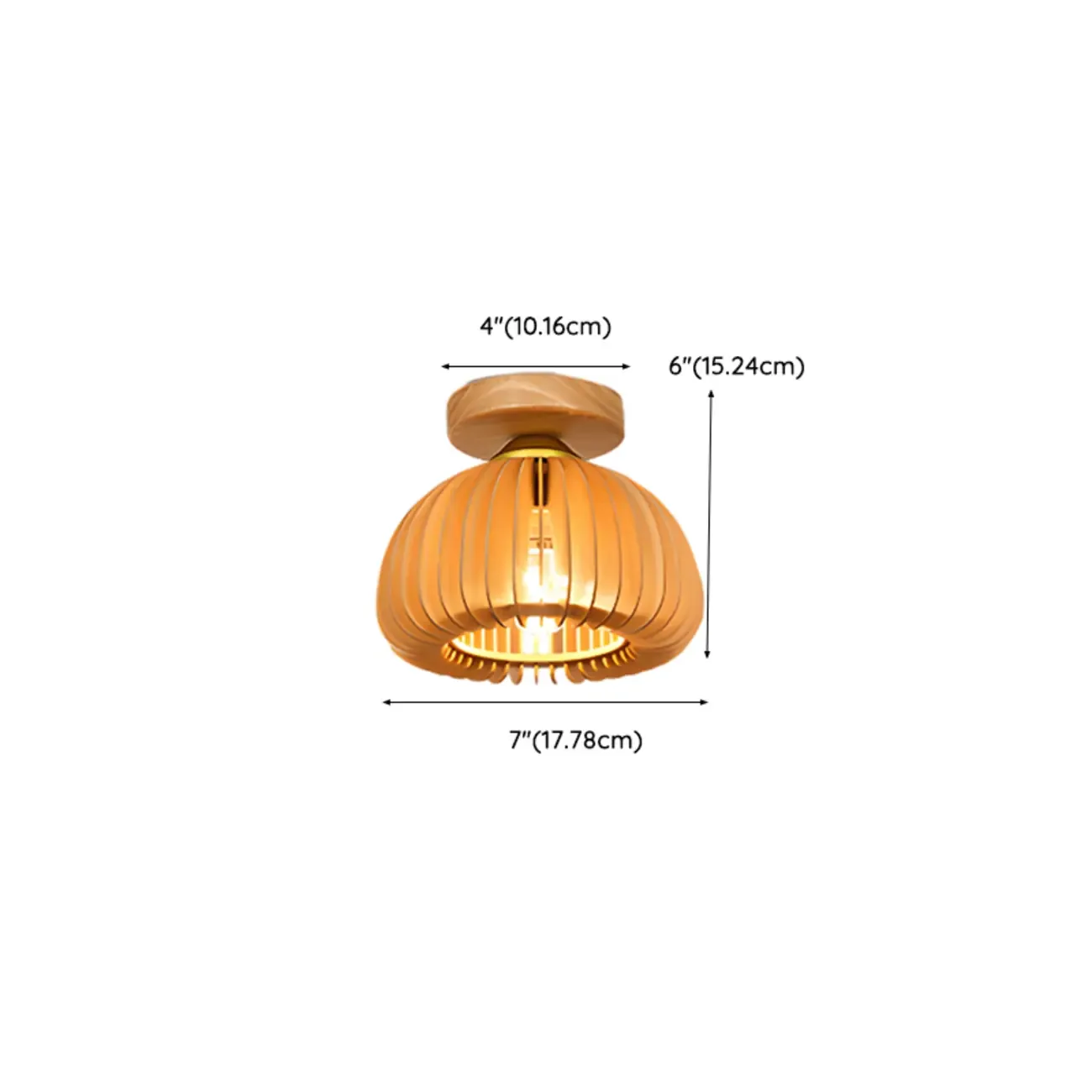 Natural Finish Dome Semi Flush Ceiling Light for Living Room #size