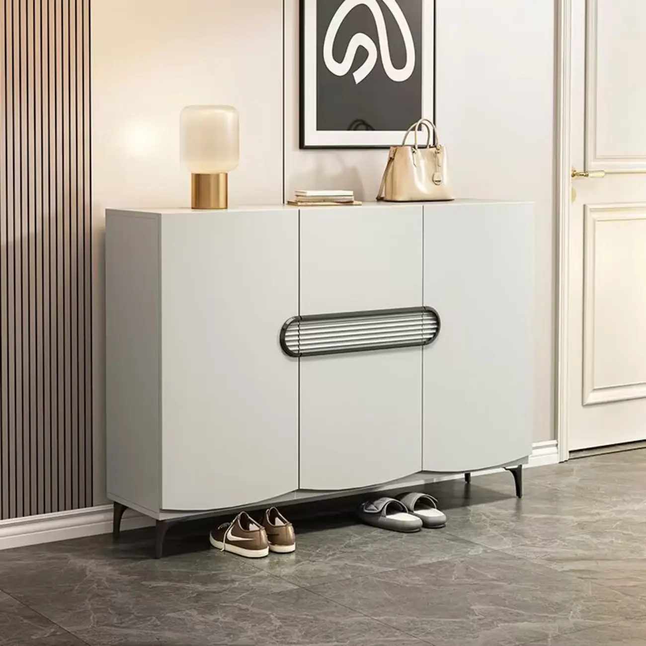 Dark Gray Wood Hallway Shoe Storage Cabinet Image - 9 | homeyfad