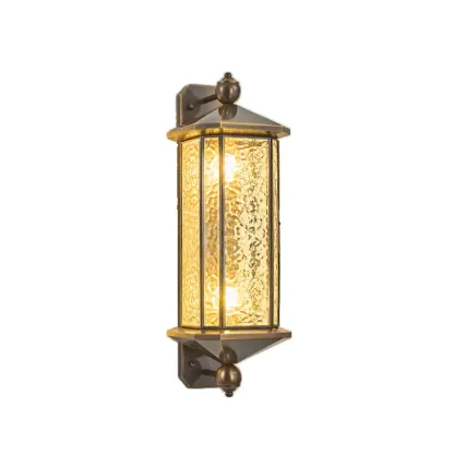 Vintage Metal Wall Sconce with Glass Shade for Outdoors Image - 3