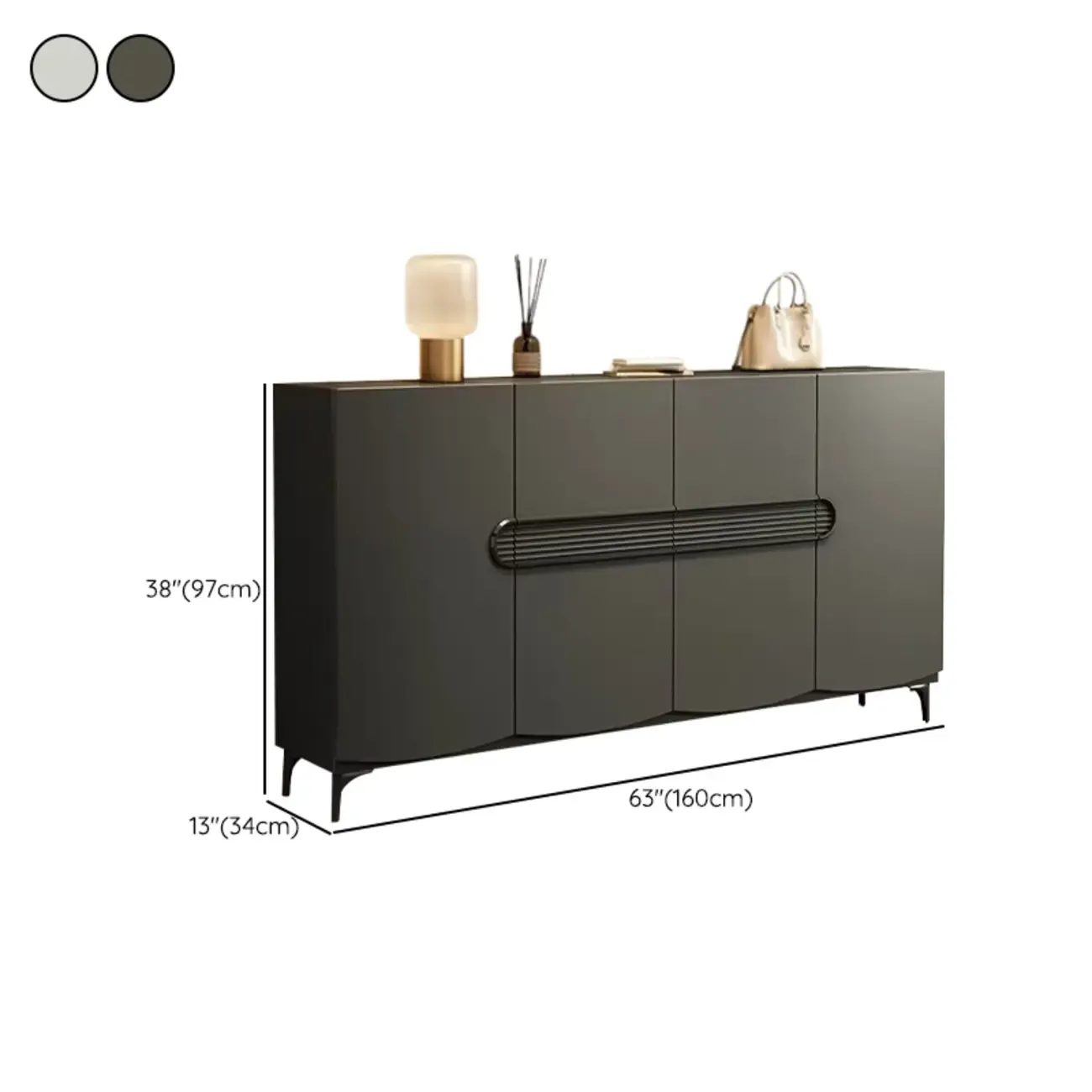 Dark Gray Wood Hallway Shoe Storage Cabinet Image - 14