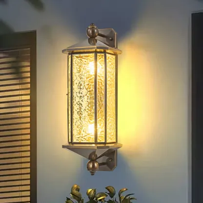 Vintage Metal Wall Sconce with Glass Shade for Outdoors Image - 4