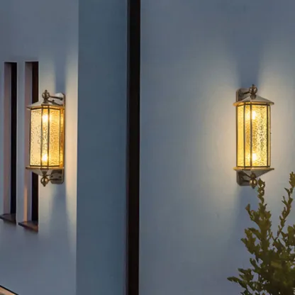 Vintage Metal Wall Sconce with Glass Shade for Outdoors Image - 6