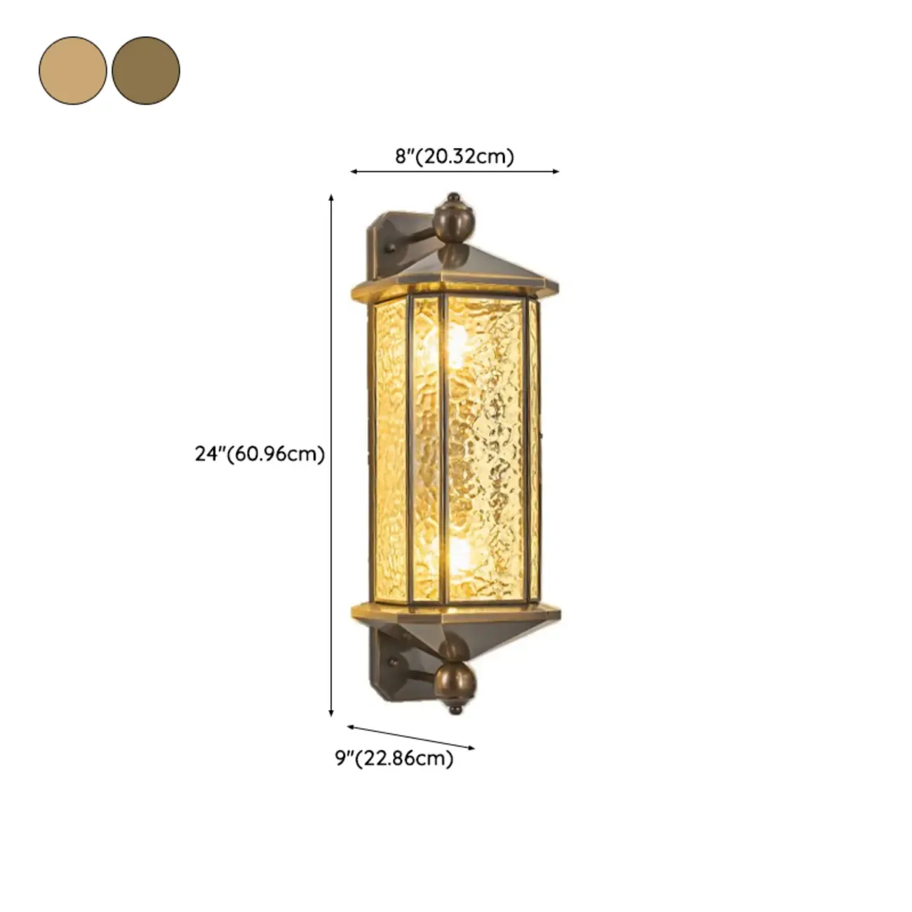Vintage Metal Wall Sconce with Glass Shade for Outdoors #size