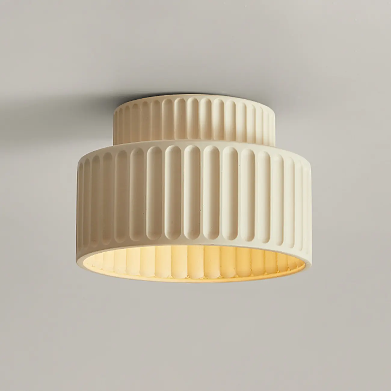 Modern Cylinder Semi Flush Ceiling Light with Plastic Shade Image - 8 | homeyfad