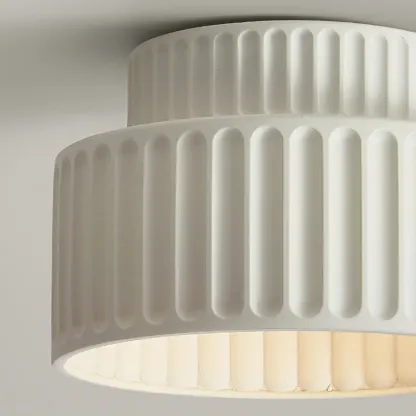 Modern Cylinder Semi Flush Ceiling Light with Plastic Shade Image - 9
