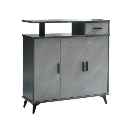 Entryway Grey Wood Shoe Storage Cabinet with Display Top  Image - 5