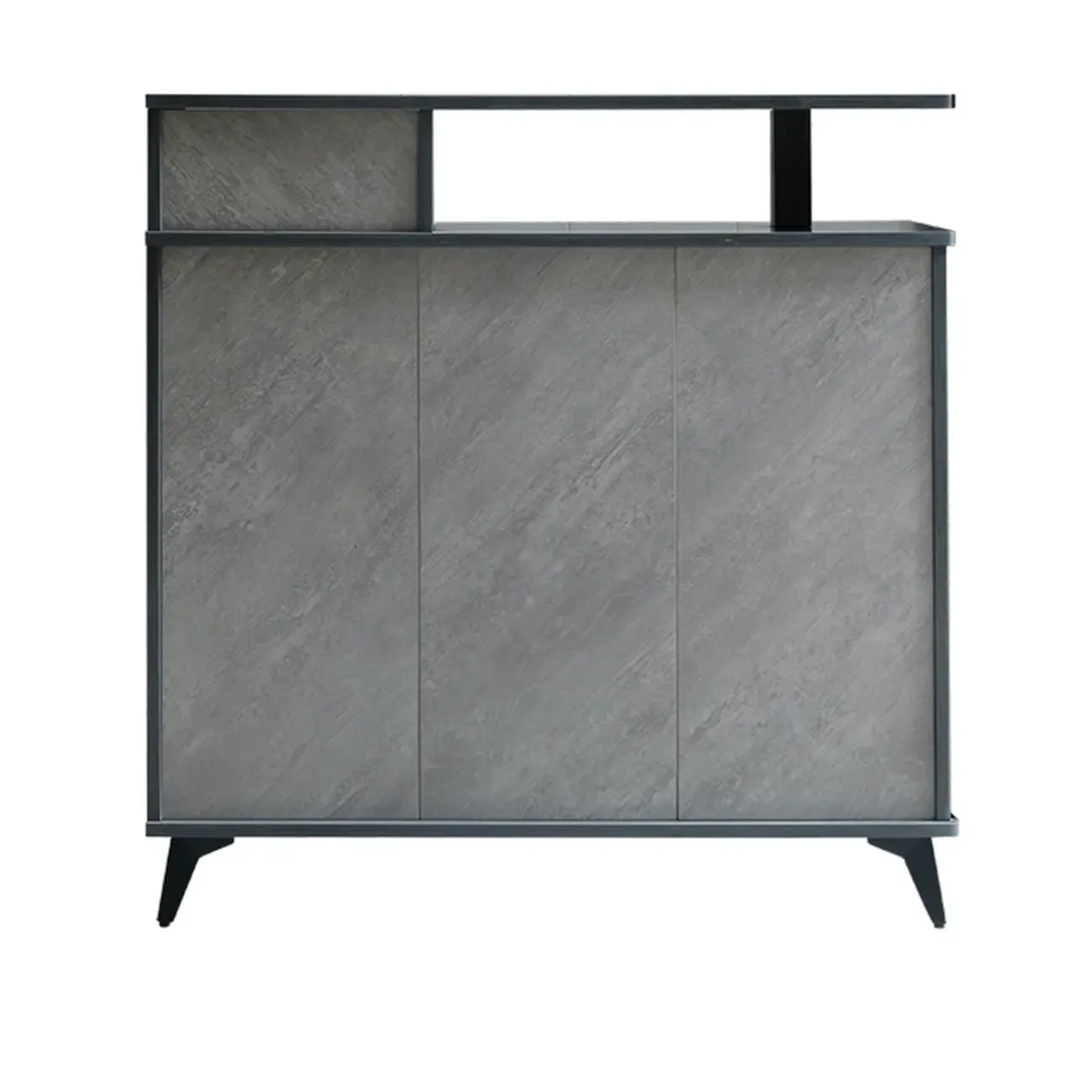 Entryway Grey Wood Shoe Storage Cabinet with Display Top  Image - 8